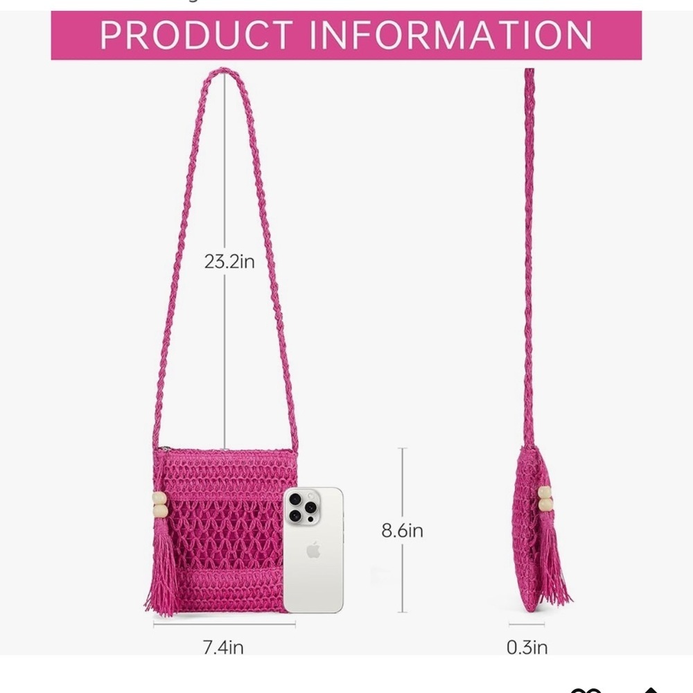 Beach Straw Purse For Women: Straw Bags Crossbody Shoulder Handbags (new) - Picture 6 of 6